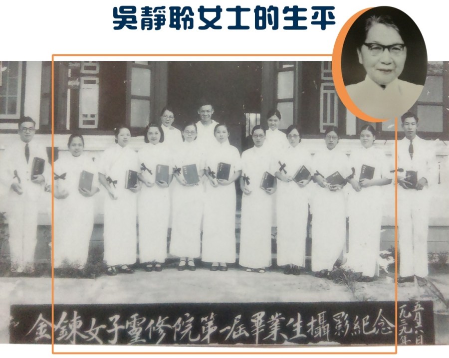 上图：一九三九年五月十八日，宋尚节与吴静聆和金链女子灵修院第一届毕业生合影。一九七四年，新加坡最重要的基要派领袖杜祥辉牧师（Rev. Timothy Tow）把吴静聆姊妹称为「宋博士的继承人」。宋尚节在三十年代到南洋奋兴教会时，吴静聆姊妹是他的主要厦门话翻译。之后，吴成为新加坡基督徒布道团的第一任团长和南洋布道团的领袖之一，接着创办了新加坡金链灵修神学院，在这两个职分上事奉了三十九年，至死忠心。她是第一位在新马地带创办独立华语神学院的先锋者，她所带领的机构也领受了贾玉铭和宋尚节的神学思想。